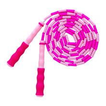 Adjustable Length Jump Rope Colorful Segmented Beaded-Rose red