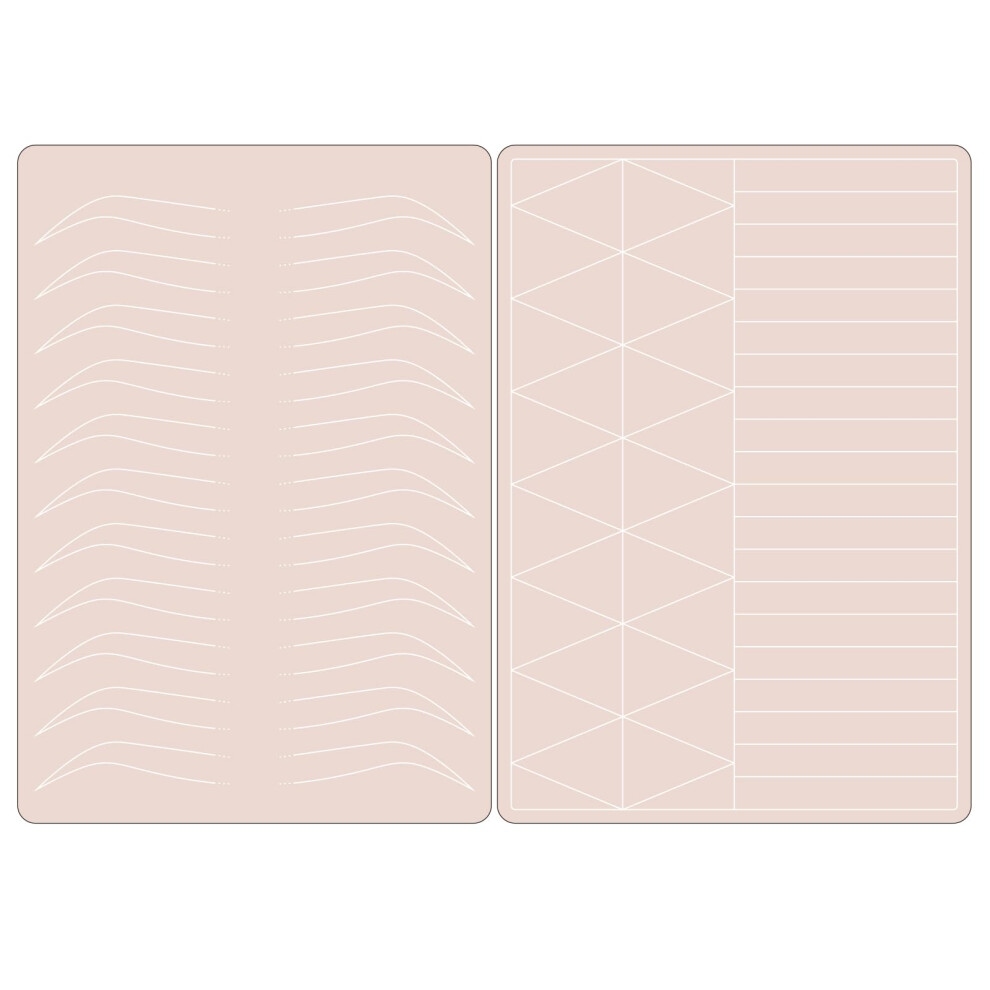 4pcs Microblading Practice Skin Set, DoubleSided Silicone Pad with Printed Brow Guides for PMU