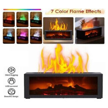 (no essential oil, black) My Mini Fireplace Diffuser for Essential Oils,Flame Aroma Humidifier with Remote