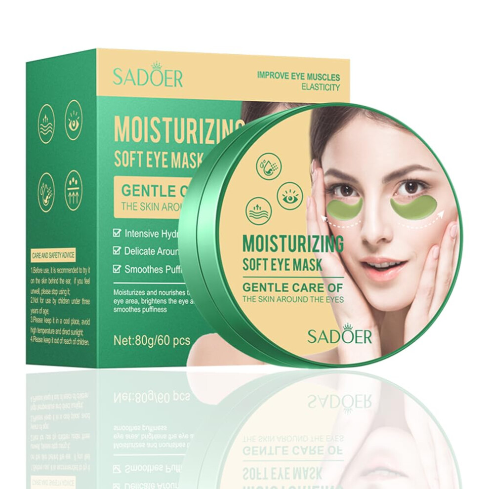 Green/Dark Under Eye Patches 60Pcs Tea Collagen Eye Masks For Circles Puffiness And Wrinkle Care