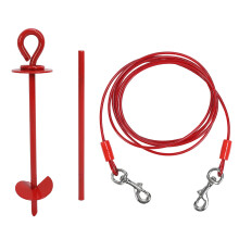 Sistema de sujeción para perros con estaca y cable resistente a la corrosión, cable de alta resistencia con estaca en espiral y anillo giratorio