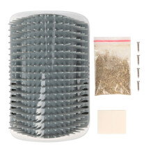 Self Groomer For Cats, Wall Corner Brush With Catnip Massage Combs Soft Fur Removal Durable Plastic Bristles Eco-Friendly Materials Pet Comfort Tool