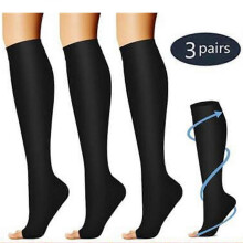 (L or XL,Black)(3 Pairs) S-XXL Compression Socks Knee High 20-30mmHg Graduated Mens Womens