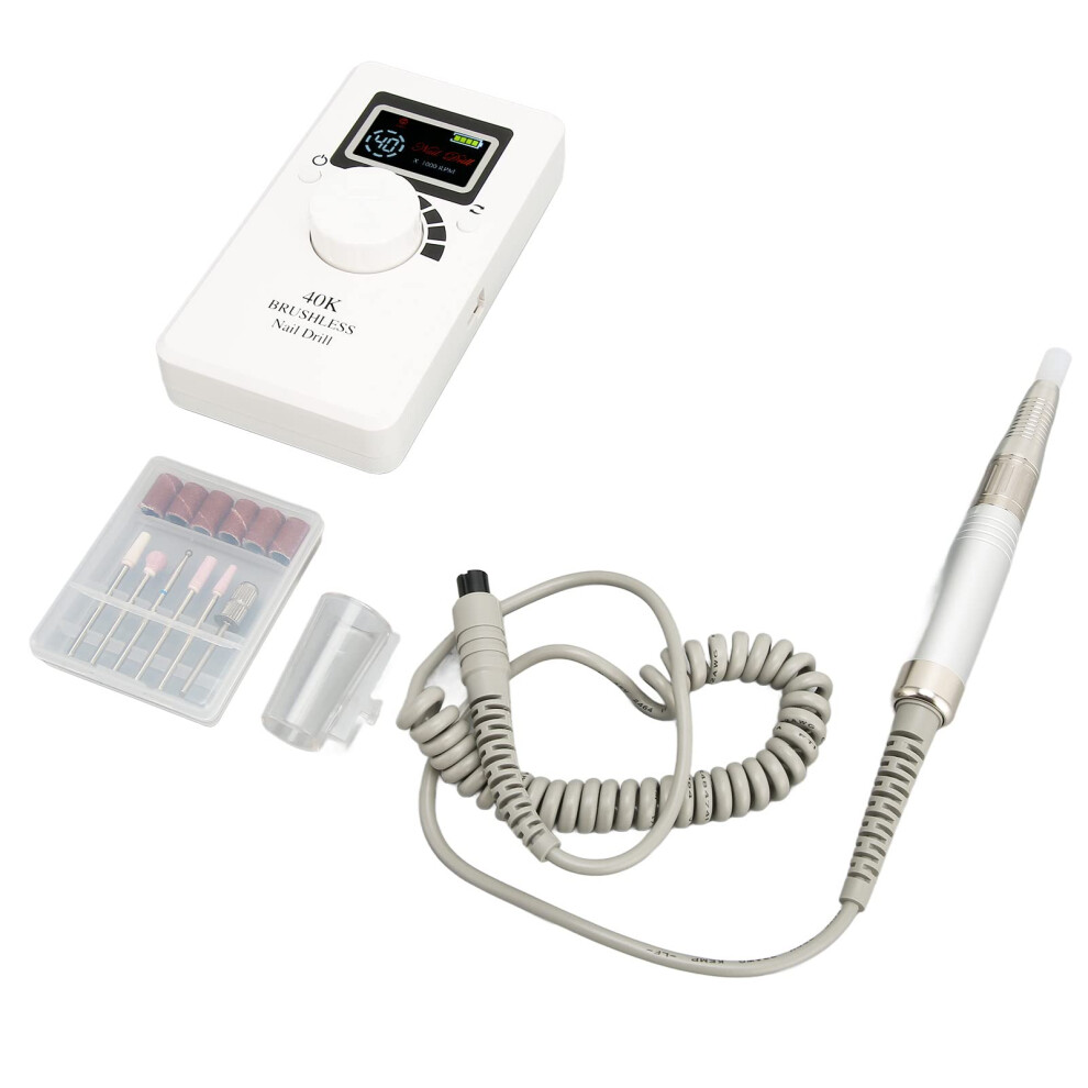 Electric Nail Drill 40000 RPM Rechargeable Low Vibration with Dual Rotation for Manicure Pedicure