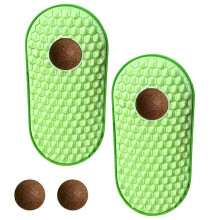(green, B) Interactive Catnip Pea Hair Brush Toy, Cat Self-Grooming Scratch Massage Brush, Pet Grooming Catnip Face Brush for Cats