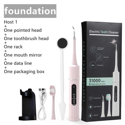 (Pink Basic) Teeth Cleaner, Sono Sparkle Portable Remover Toothbrush