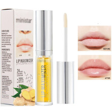 Natural Ginger Lip Plumper Gloss for Fuller Softer Lips with 24H Hydration and Smooth Fine Lines
