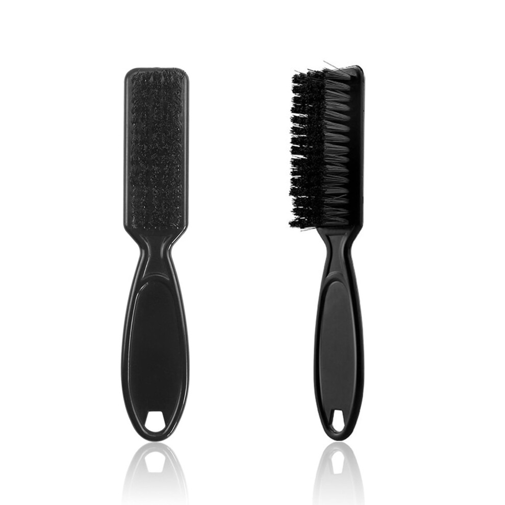 Black Fade Brush And Barber Cleaning Brush Set With Soft Bristles Ergonomic Grip For Hair Clippers And Beard