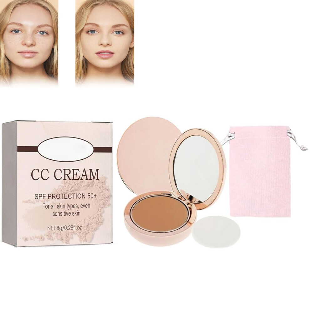 Cream/Dark/Brown Cc Spf 50 Waterproof Longlasting Poreless Semimatte Compact Foundation 06