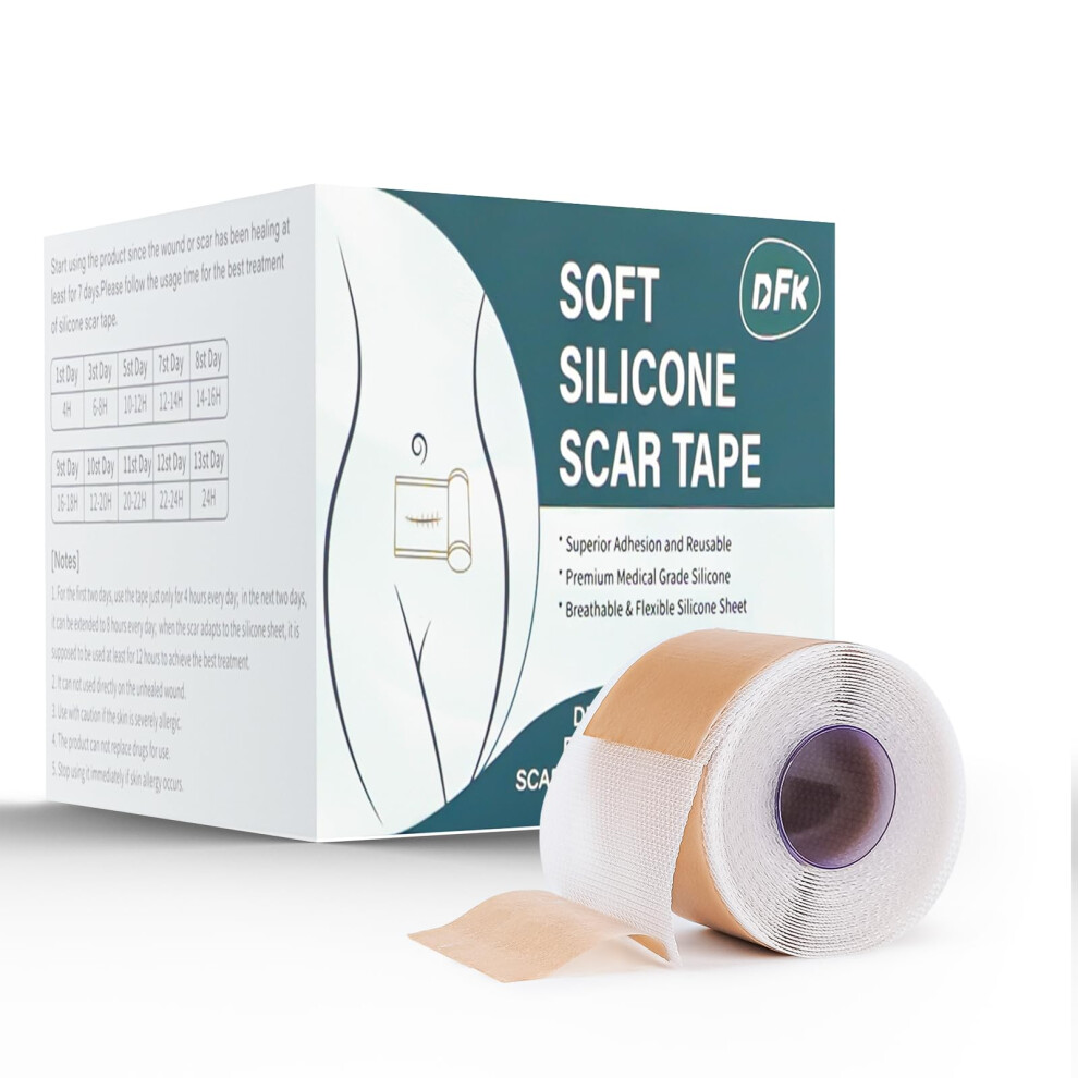 Silicone Scar Sheets 1.6'x118' Medical Grade Scar Tape Roll for Keloid Surgery CSection Burns