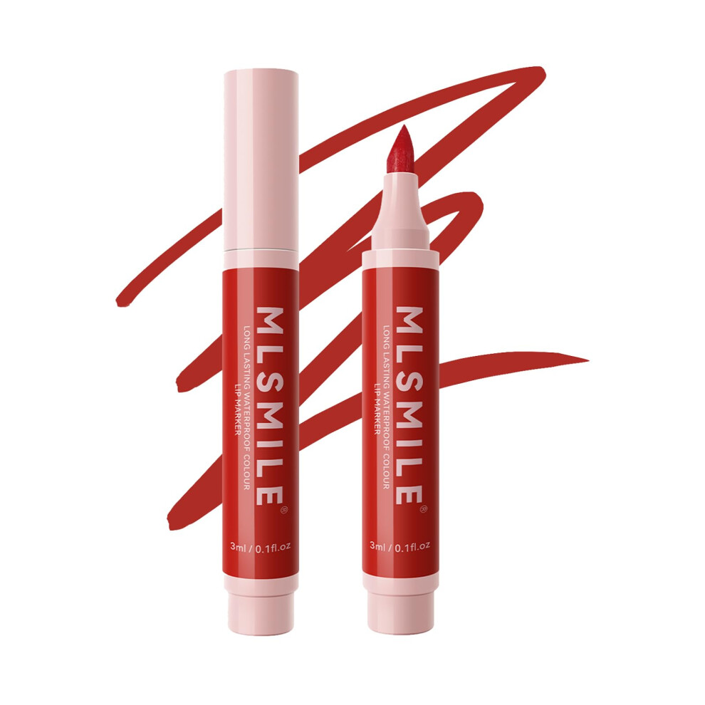 Red Lip Liner And Waterproof Matte Lipstick, Long Lasting Pigmented Hydrating Lip Stain (04# )