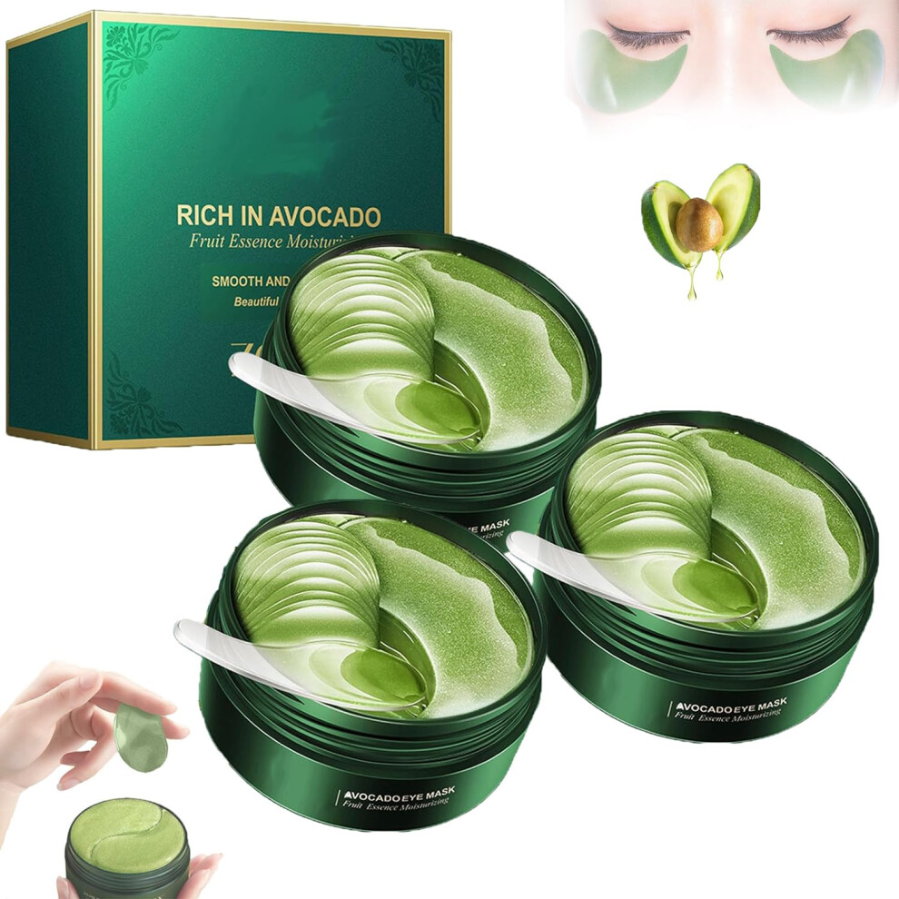 Dark Collagen And Avocado Under Eye Mask Set For Circles, Puffiness And Deep Hydration (3 Box)