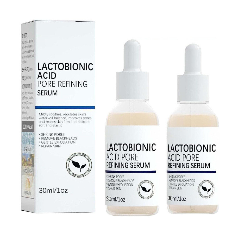 2Pack Lactobionic Acid Pore Minimizing Serum for Large Pores Blackhead Reduction and Smooth Skin