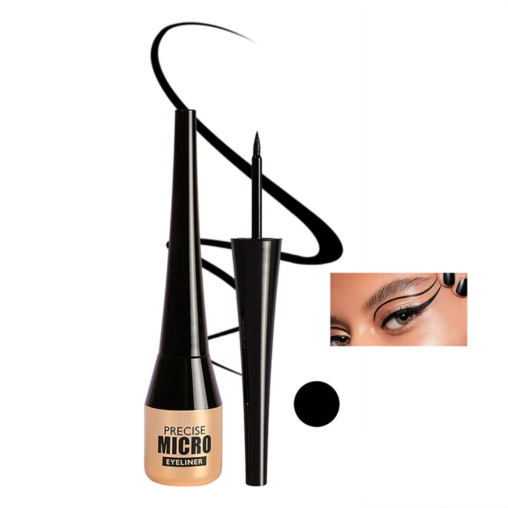 Black Liquid Eyeliner Pen Waterproof Precision Micro Felt Tip, Smudgeproof Long Lasting Quickdry (#01)