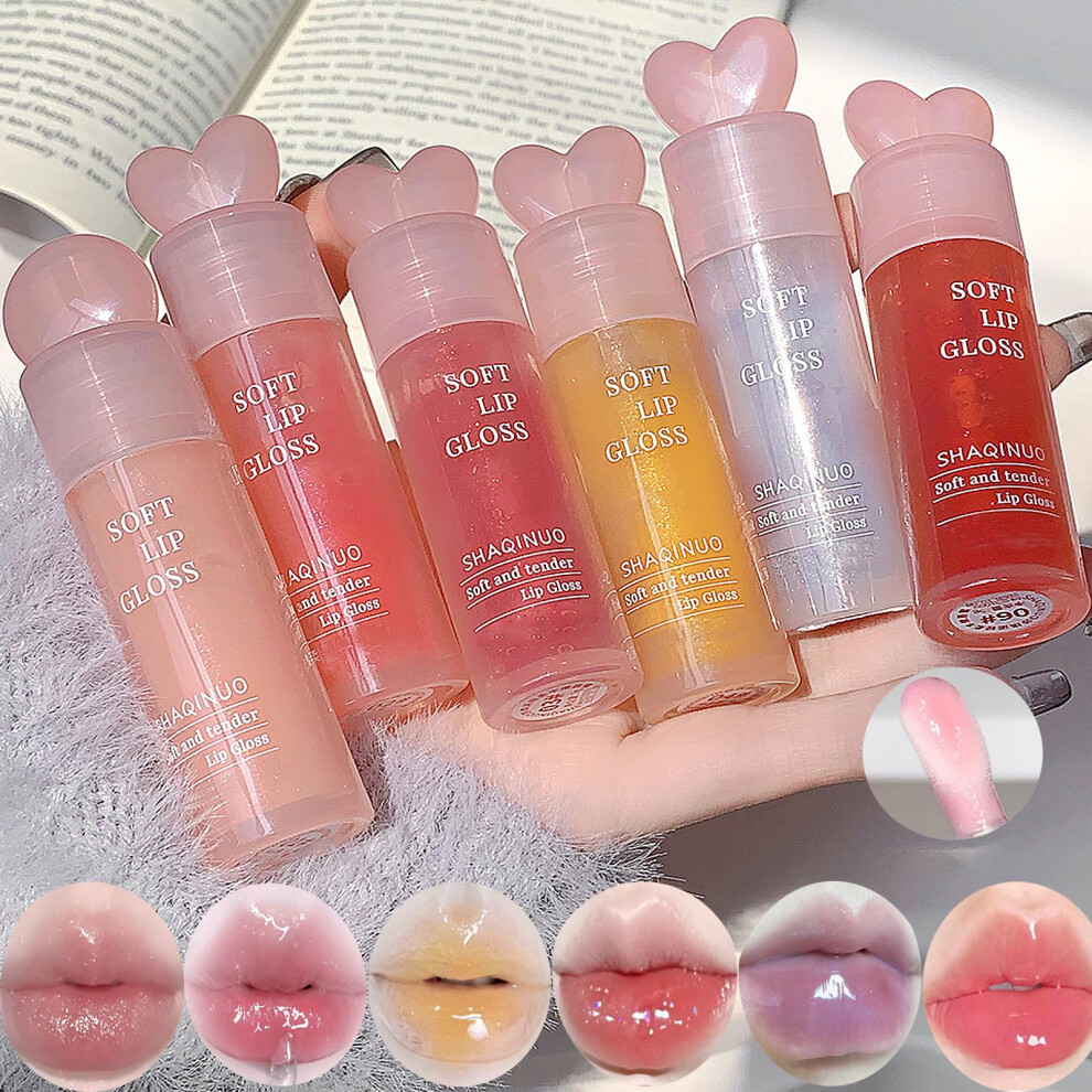6 Colors Hydrating Lip Glow Oil Set with Shimmery Gloss and Deep Hydration Finish