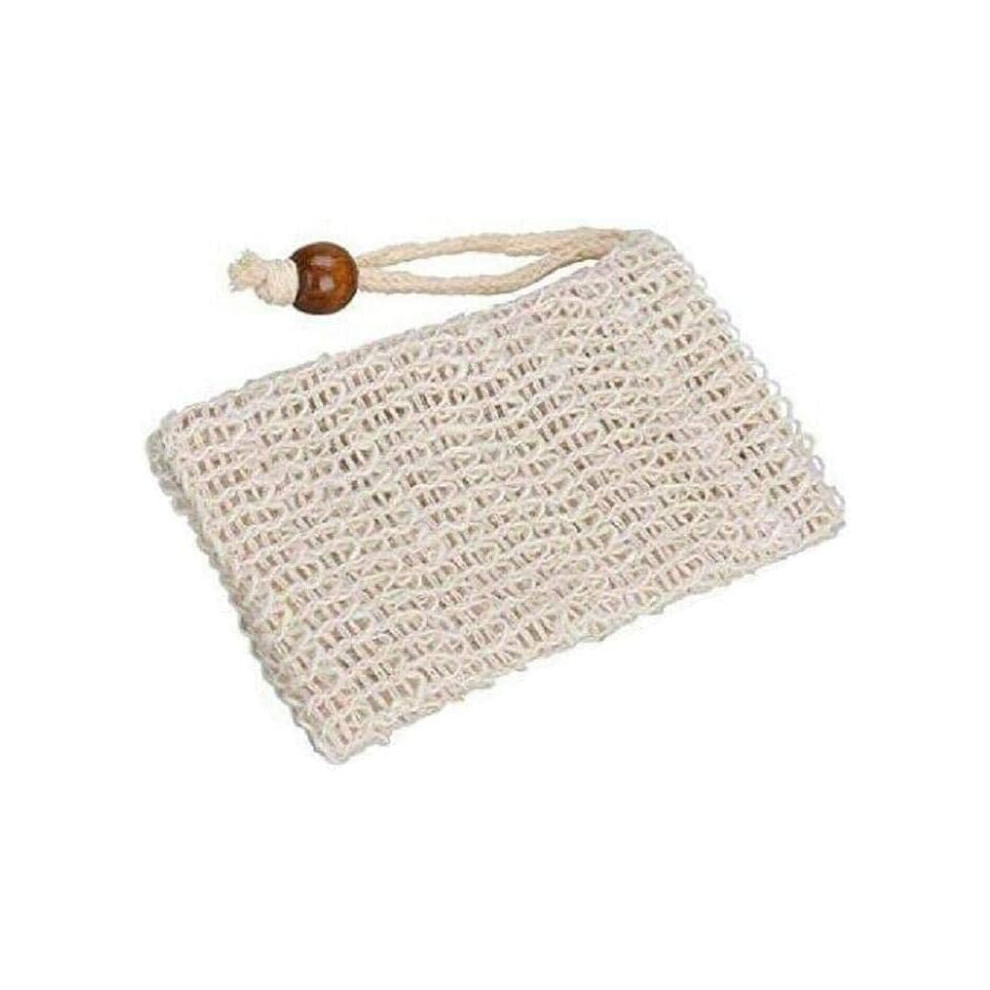 Natural Sisal Soap Saver Bag with Drawstring, Mesh Exfoliating Pouch for Shower and Travel