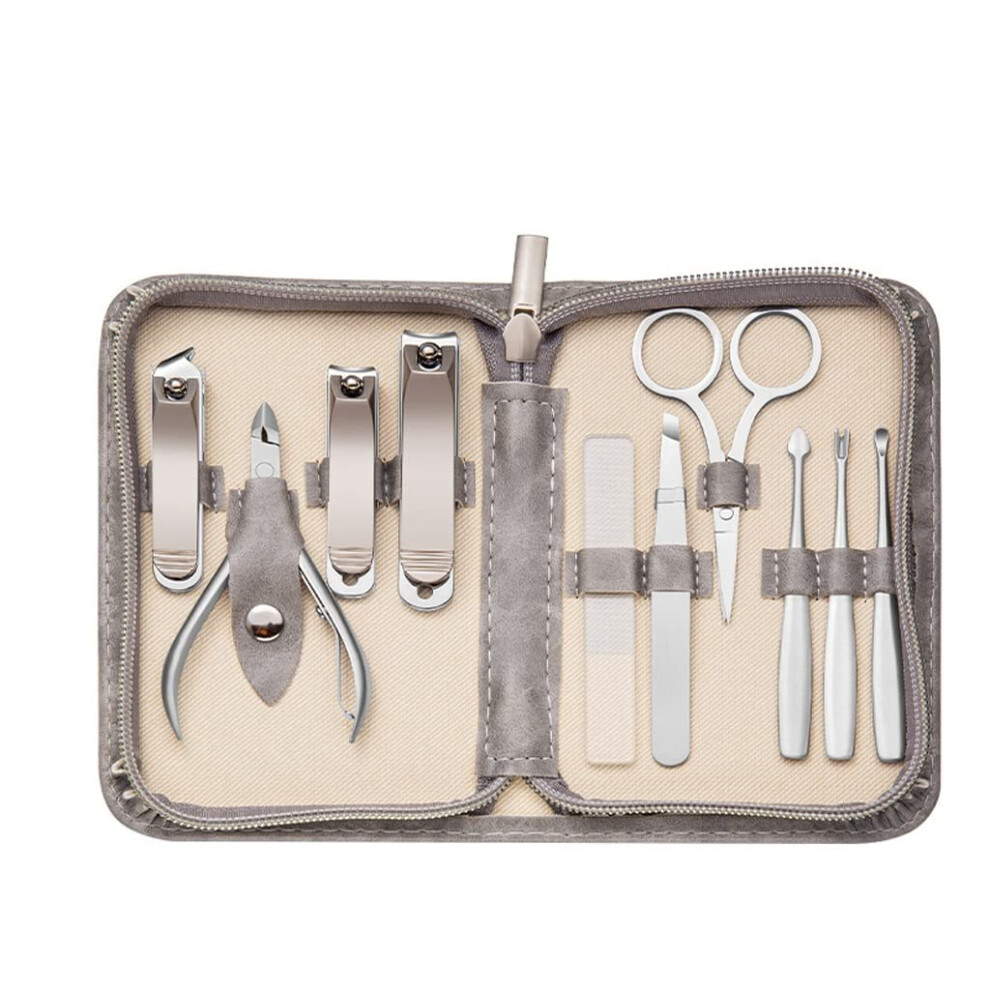 Nail Clipper Set Stainless Steel 10Piece Manicure Pedicure Kit with Case for Nail Care