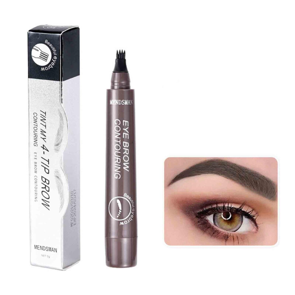 Brown Waterproof Microblading Eyebrow Pencil With Four Point Tip, Long Lasting Smudge Proof Brow Pen Gray