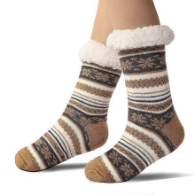 (champagne) Ultra-thick Cashmere Slipper Home Socks, 2025 New Slipper Socks with Grips