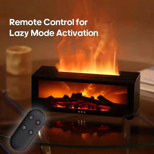 (Black with 1 essential oil) My Mini Fireplace Diffuser for Essential Oils,Flame Aroma Humidifier with Remote 2