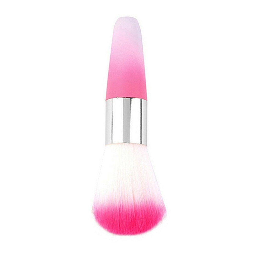 Pink Nail Dust Brush With Nylon Bristles For Manicures, Ergonomic Grip Nail Cleaning Remover