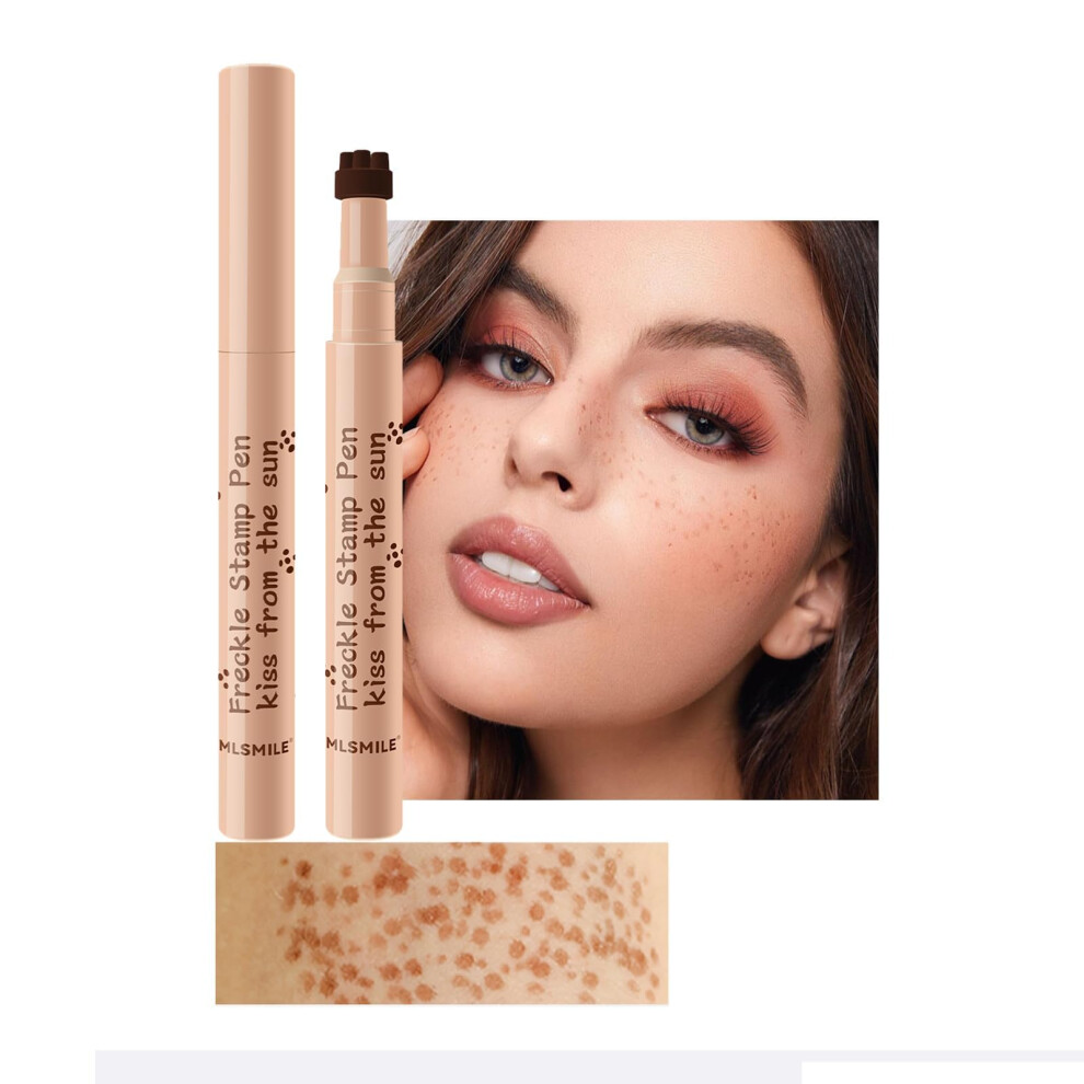 Waterproof Freckle Pen with Quick 3D Stamp, Natural Fake Freckles Makeup, 02 Natural Coffee