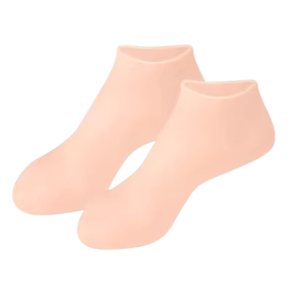 Moisturizing Gel Socks with Deep Hydration, Nude Silicone Spa Socks for Dry Cracked Heel