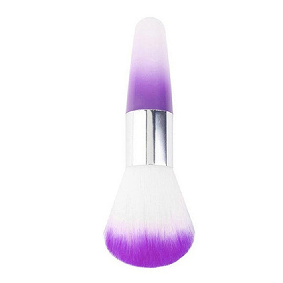 Purple Nail Dust Brush For Manicure With Ergonomic Acrylic Handle And Soft Nylon Bristles