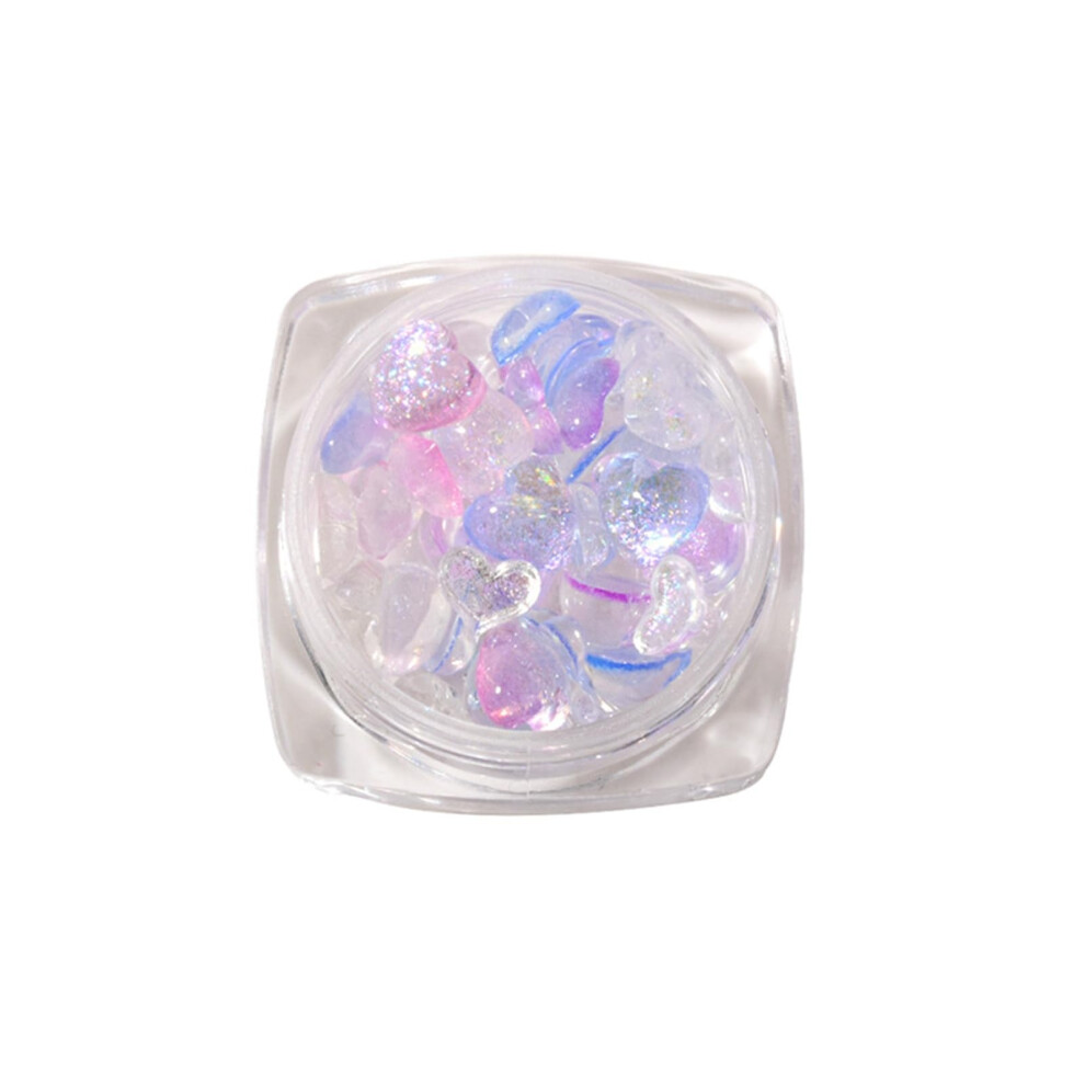 Nail Art Decorations Resin 3D Heart Charms Two Size Sparkling DIY Nail Accessories Box