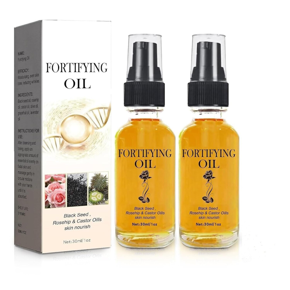 Black 2 Pack Organic Rosehip Seed Castor Facial Serum Oil, Antiaging Hydrating Face Oil