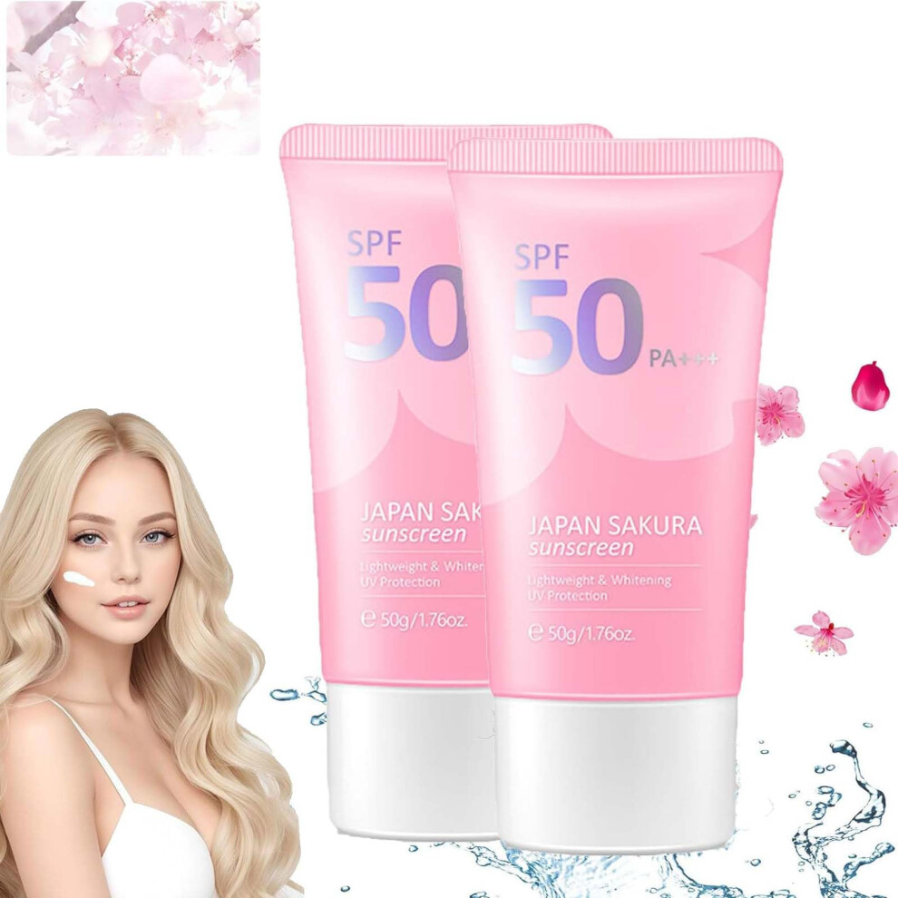 Cream Sunscreen Spf50 Pa+ Uv Protection For Face And Body, Lightweight Moisturizing 2Pcs 50G