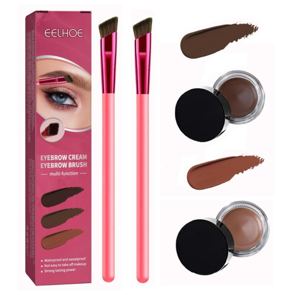 Cream,Brown Eyebrow Lamination Kit 4D Waterproof Brow Cream With Precision Brush Light And Dark Brown