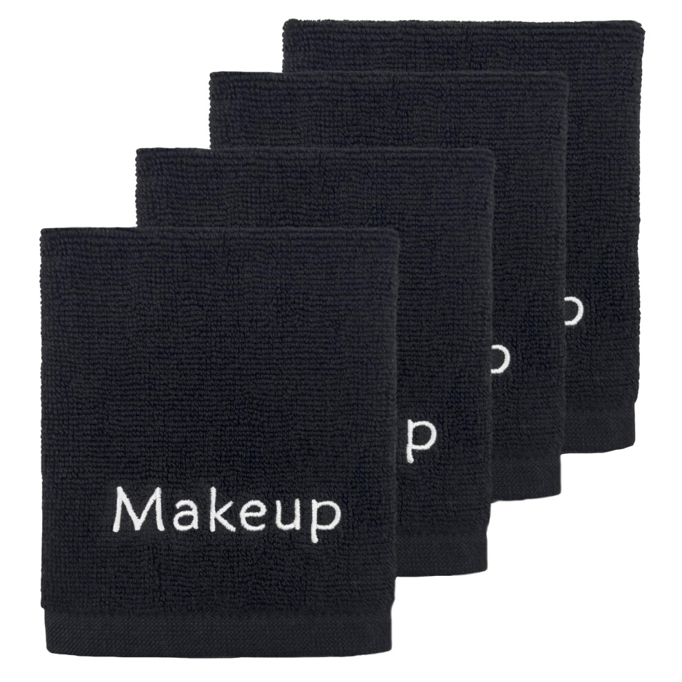 Cotton Makeup Remover Cloths 4 Pack Black Soft Absorbent Reusable Face Towels for Deep Cleaning