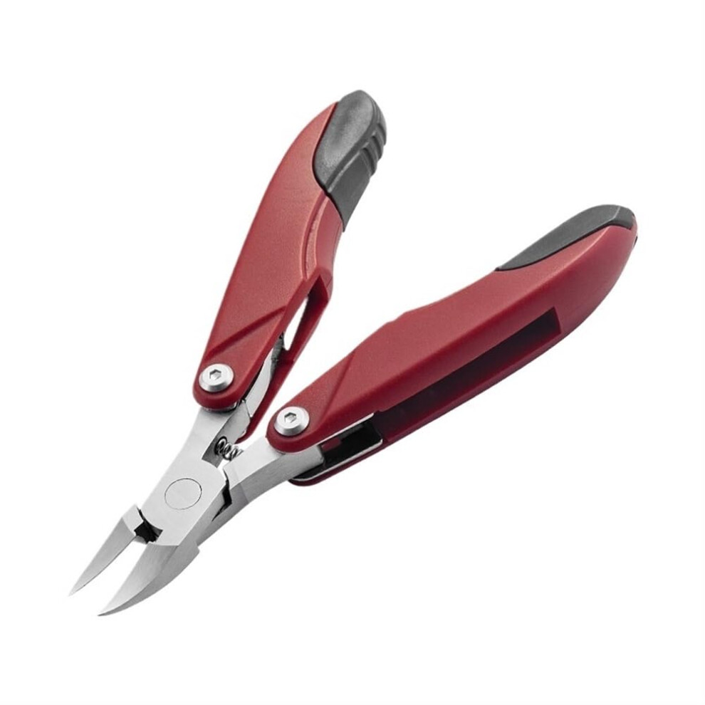 Stainless Steel Ingrown Toenail Clipper with Ergonomic Grip, Foldable Travel Nipper, Red