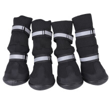 Antiskid Pet Shoes, Comfortable Material Winter Pet Outdoor Shoes with Adjustable Adhesive Snap Closure for a Customized Fit