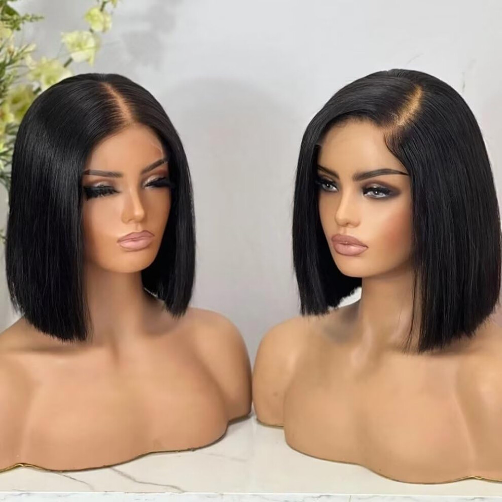16 Inch Brazilian Human Hair Bob Wig HD Lace Closure Pre Plucked 180% Density Glueless Wear
