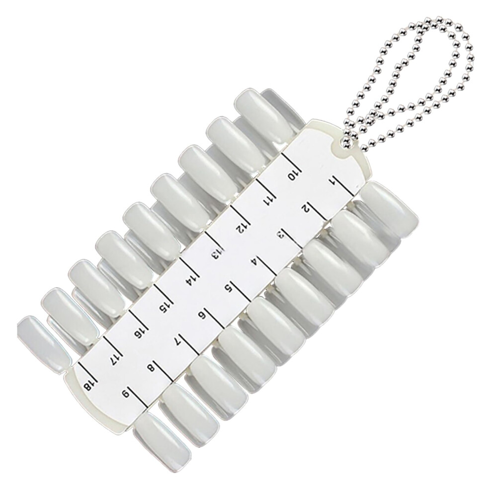 White 36 Tip Nail Polish Display Palette With Chain, Milk Nail Color Swatch Chart For Practice