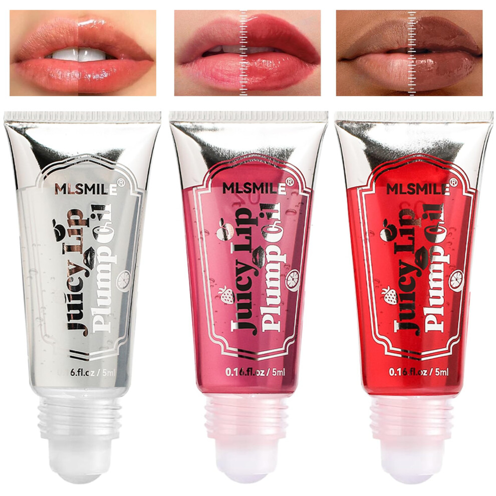 Lip Plumper Gloss Set with RollOn Hydrating Lip Oil, NonSticky Fuller Lips and LongLasting Moisture
