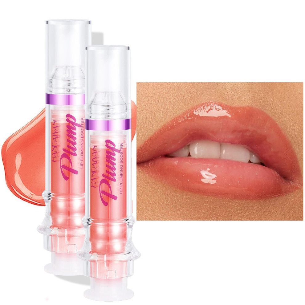 Lip Plumper Gloss with Chili Extract for Full Lips, Hydrating Plumping Lip Oil Serum 06#+06#