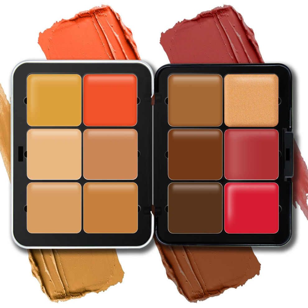 Cream Hosaily 12 Color Contour And Blush Palette With Concealer Highlighter, Longwearing Blendable Formula