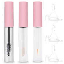 Empty Mascara Tube 3pcs 10ml Refillable Mascara Wand Eyeliner and Lip Gloss Set for Castor Oil Pink