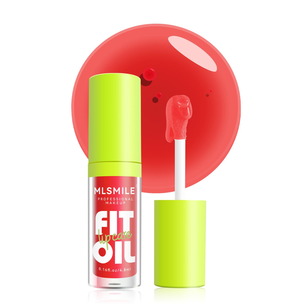 Red Lip Oil With Strawberry Tint, Plumping Gloss, Deep Hydration, Long Lasting 4.8Ml