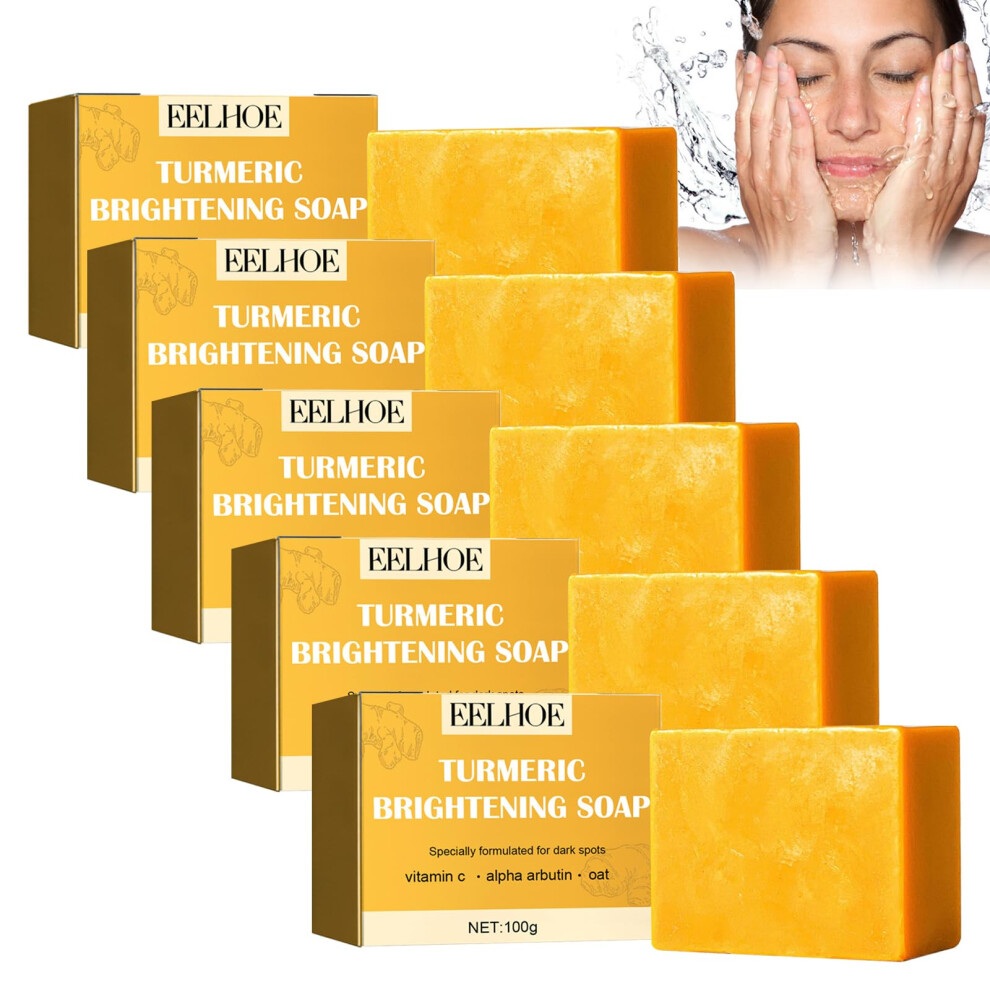 Dark/Orange Turmeric Vitamin C Soap Set For Spots, Skin Brightening Face And Body, Underarms, 5Pcs