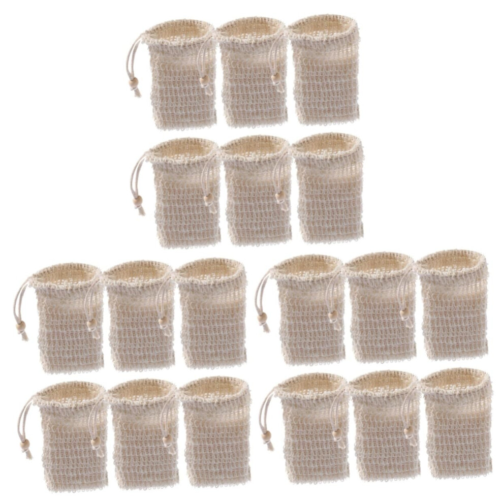 18pcs Cotton Linen Soap Saver Bags  Exfoliating Mesh Pouch with Drawstring for Travel and Bath