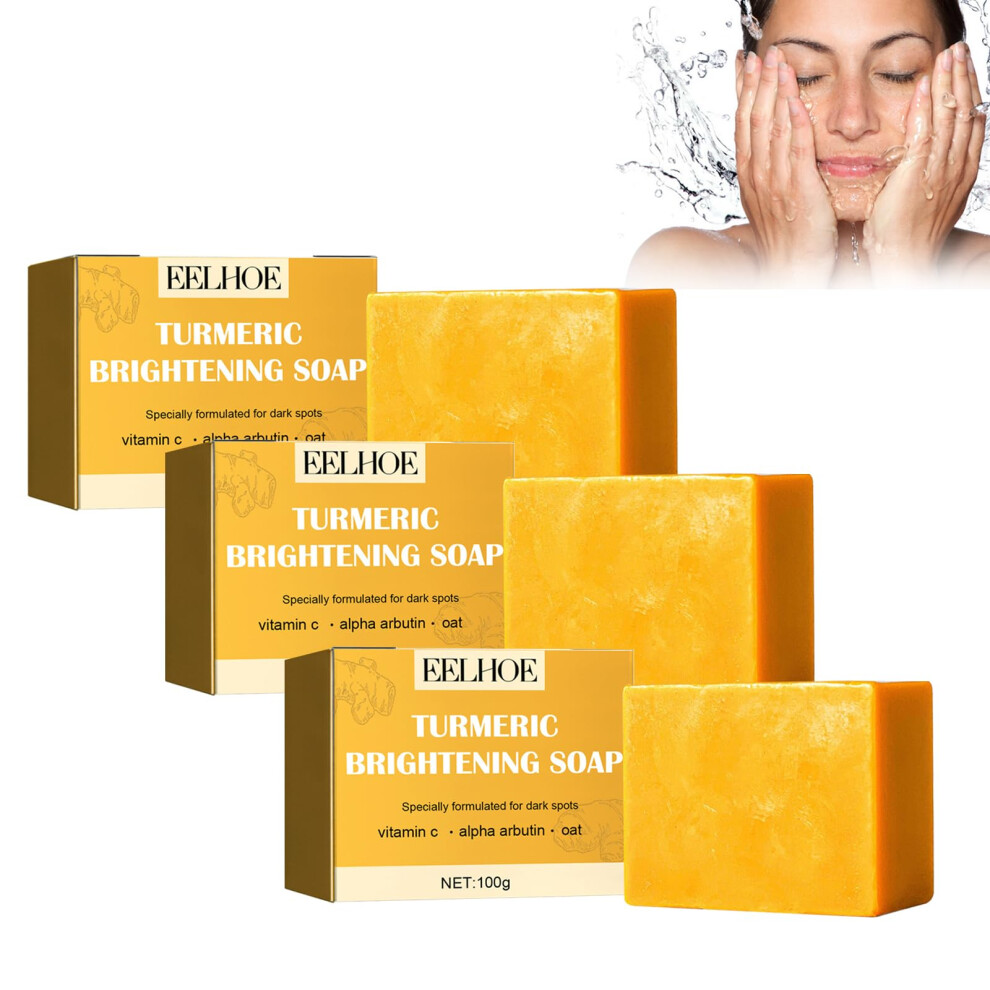Dark/Orange Turmeric Vitamin C Soap For Spots And Skin Brightening Face And Body Cleanser 3 Pcs