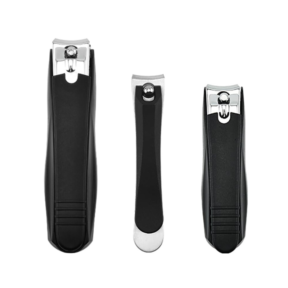 Black Nail Clippers Set Stainless Steel Ultra Sharp Antisplash Ergonomic Grip For Fingernails And Toenails
