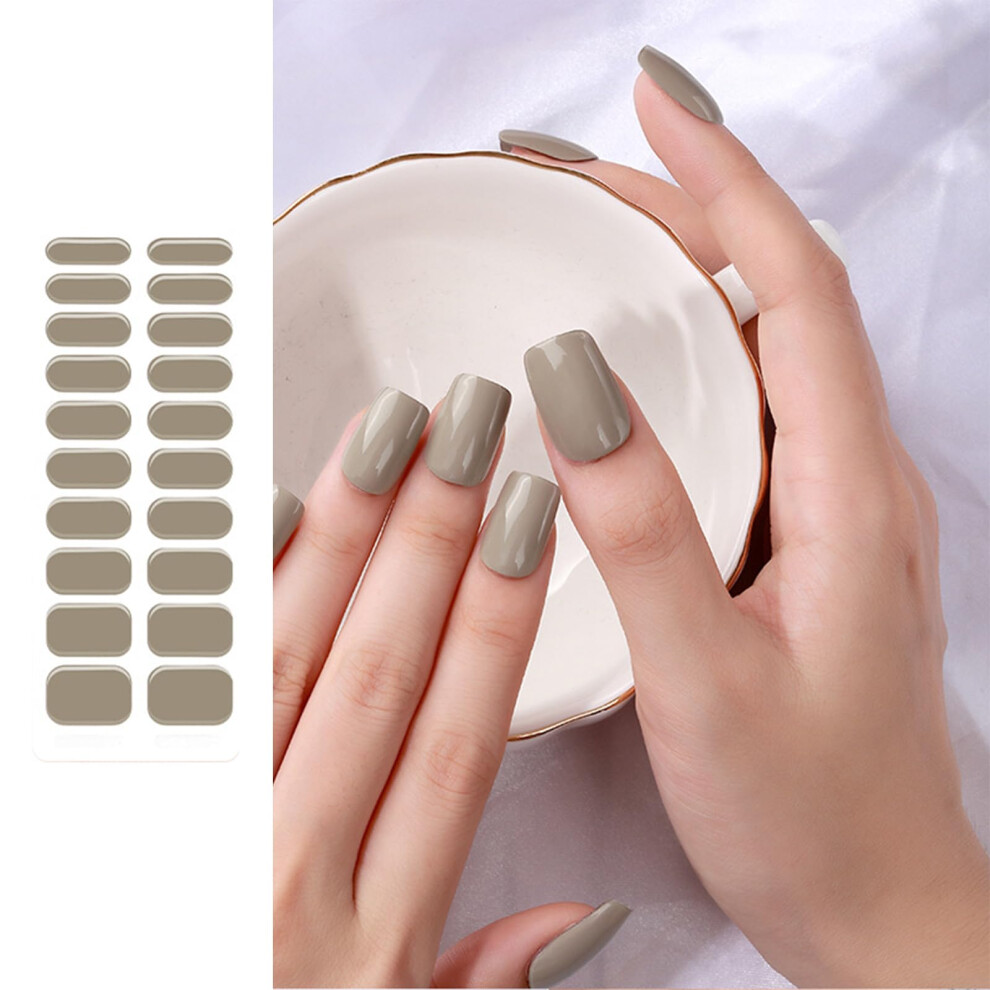 Semi Cured Gel Nail Polish Strips Waterproof Solid Color UV LED Cure Easy Peel Manicure Bss202