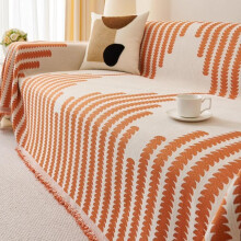 (Orange, 180*340cm) Geometric Pattern Sofa Cover, 1 Count Soft Comfortable Home Sofa Towel, Durable Sofa Protector for Living Room and Bedroom,