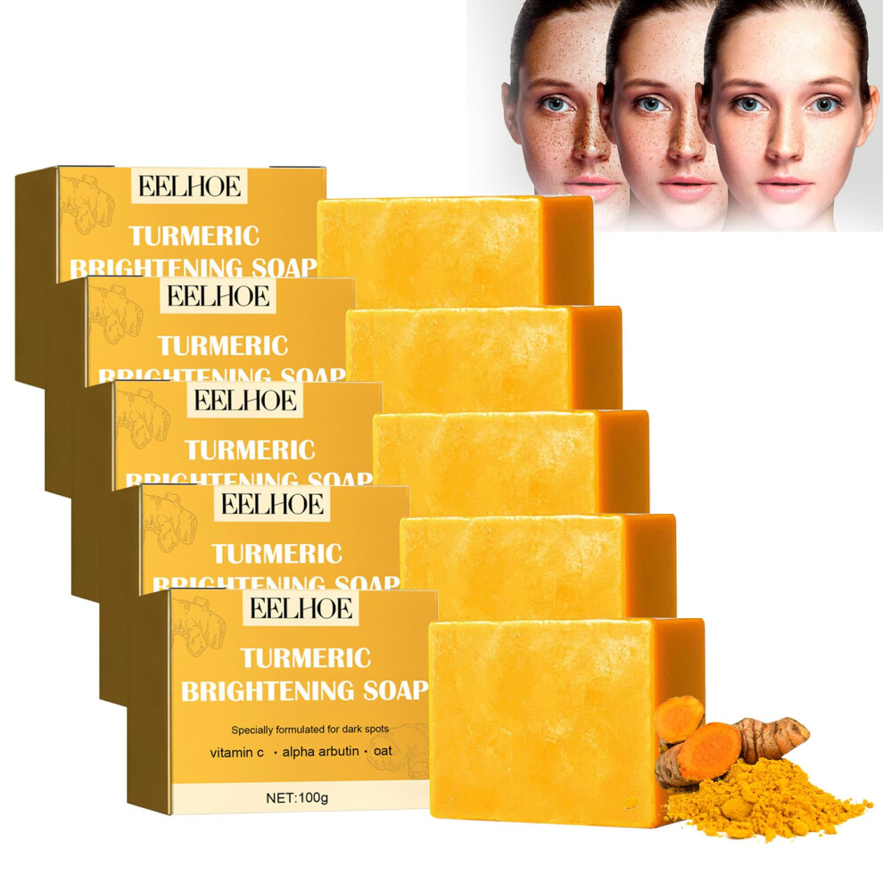 Dark Turmeric Vitamin C Soap Bars Pack Of 5 For Spots And Acne, Skin Brightening And Even Tone