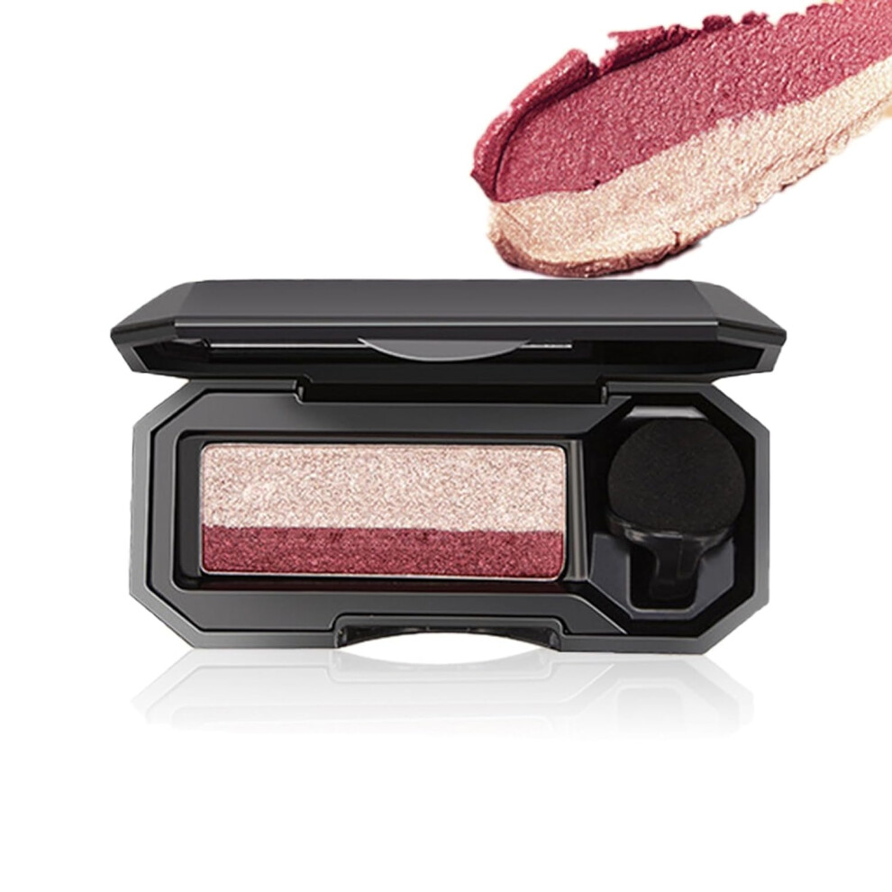 Dual Color Waterproof Glitter Eyeshadow Palette with Brush and Mirror, LongLasting 02#